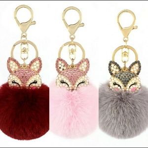 [2/22] Encrusted Fur Fox Puff keychain